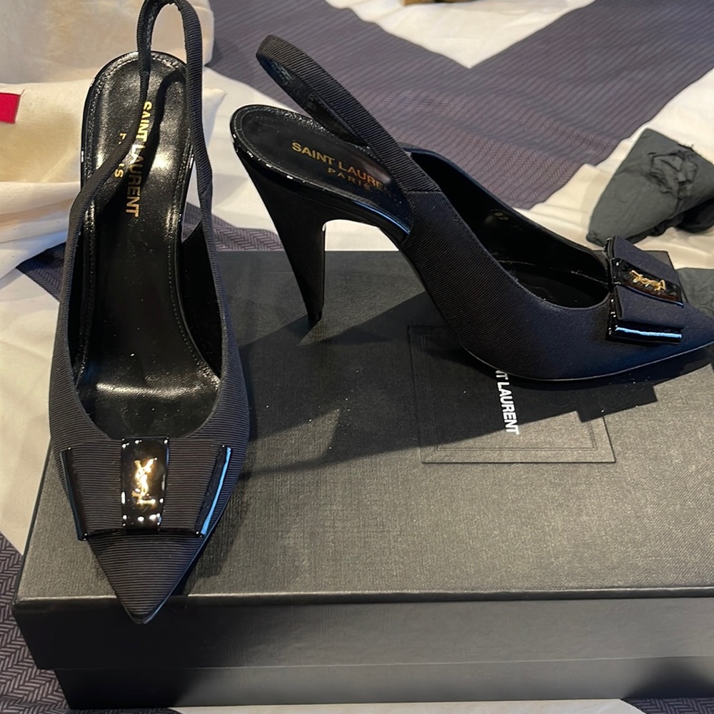 authentic Yves Saint Laurent Black Slingback Heels
